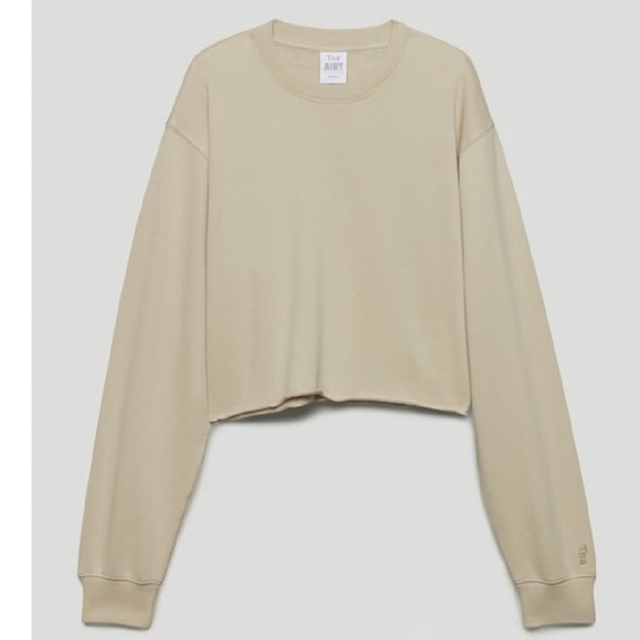 TNA Tops - Aritzia TNA Airy Fleece Boyfriend Long Sleeve Cropped Sweatshirt - Size S - EUC